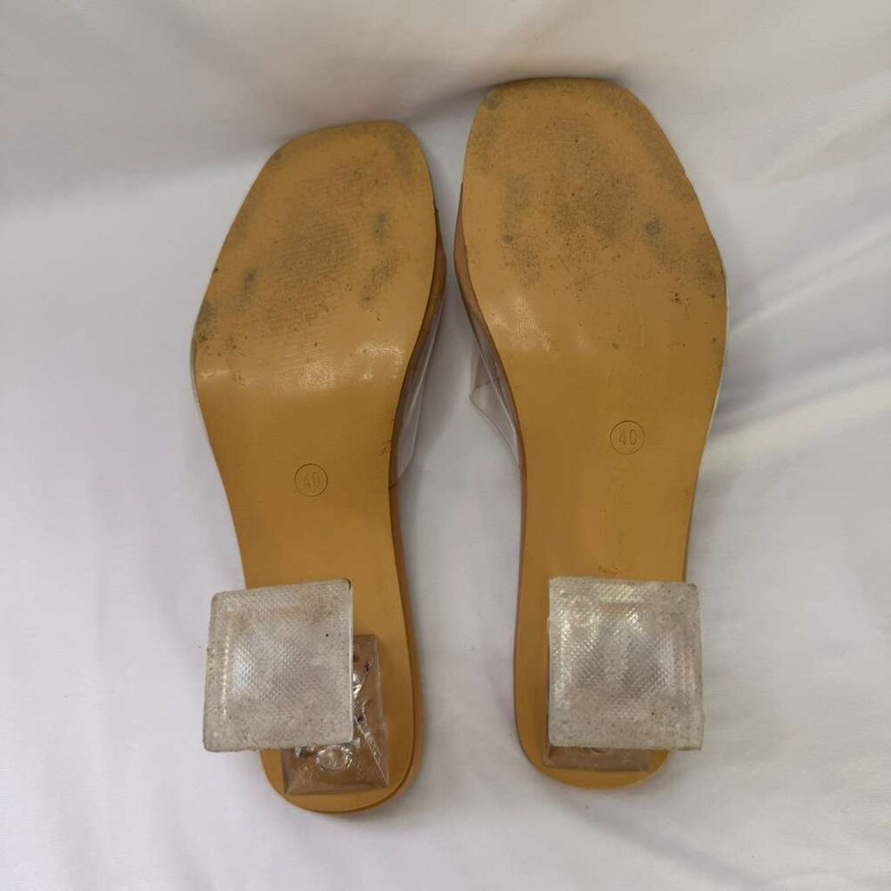 Sandal Clear Heels for Women Clear Strappy Square Open Toe Size 7.5 - Picture 8 of 8